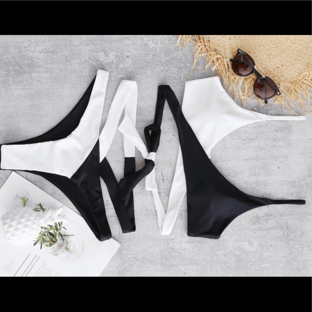 Zaful white and black bikini